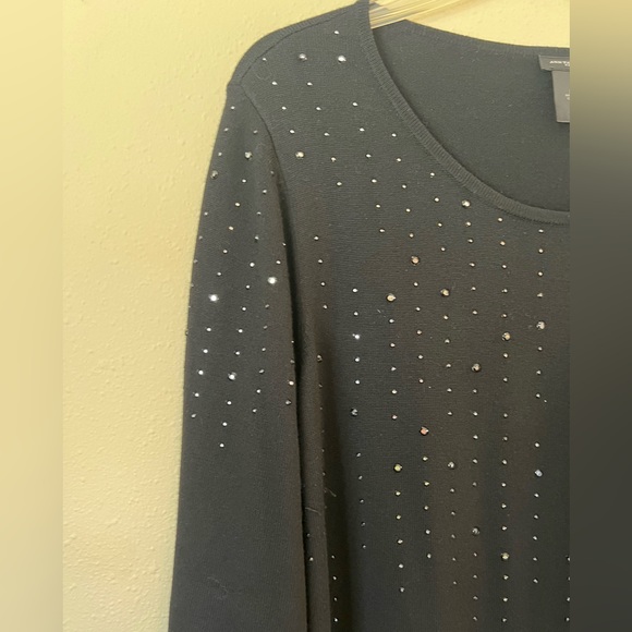 ANN TAYLOR Black Embellished Sweater Dress size XL - Picture 7 of 12
